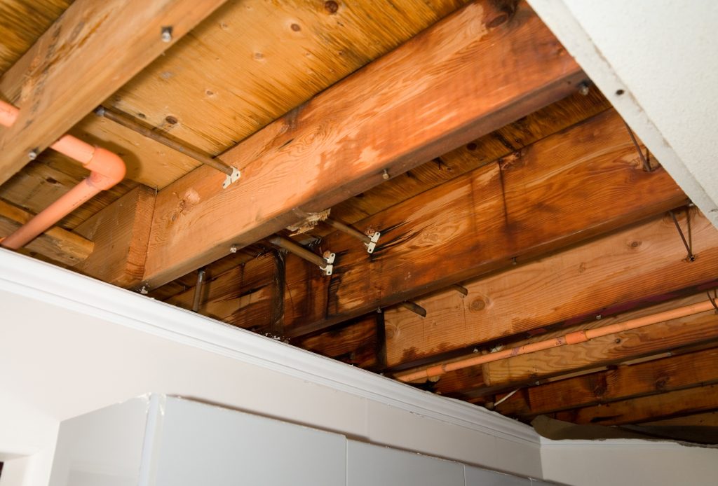 wooden roof leakage interior